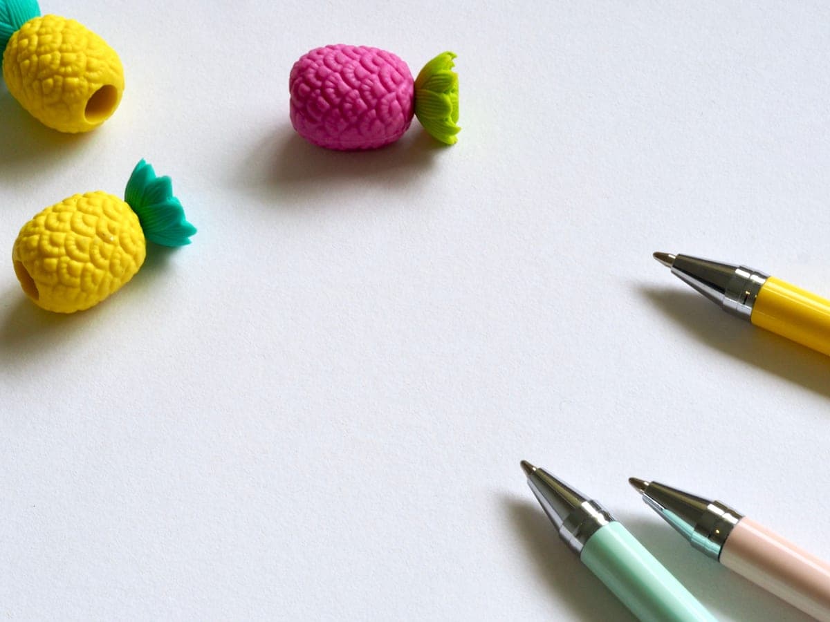 Ballpoint pens on a desk